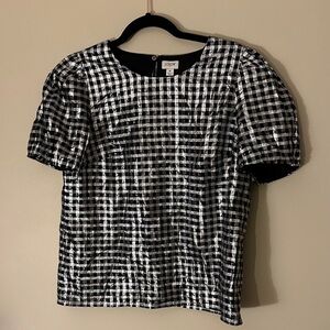 J. Crew Black and White Gingham Blouse
